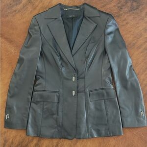 Escada Black Leather Blazer